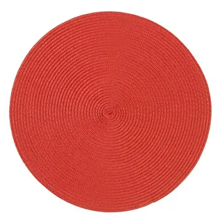 Haus und Deko Platzset Platzset rund ca. 35 cm Ø abwaschbar Bast Optik Tischset Platzdeckche, (1-St) rot