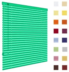 Alu-Jalousien, Jalousien, Horizontaljalousien, Farbe gruen, auf Maß gefertigt oder in Standardgroeßen, weitere 100 Farben verfuegbar