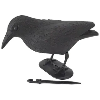 VINNEMEIER GmbH Textil- und Schuhimport Vogelattrappe Vogelschreck schwarz 36cm Rabe mit Erdspieß & Standfuß Tierabwehr, (1-St), detailreiche Darstellung schwarz