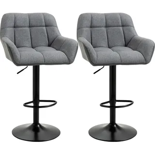 Homcom Barhocker 2er-Set Tresenhocker 93-114 cm, Höhenverstellbar 360° Drehstuhl Bistrohocker mit Lehne und Fußstütze, im Retro-Design für Bartheke