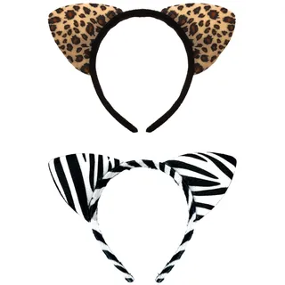 Oblique Unique Oblique Unique® Haarreifen Set Leoparden Ohren Haarreif für Fasching Karneval Motto Party Kostüm Accessoires für Zebra Kostüm