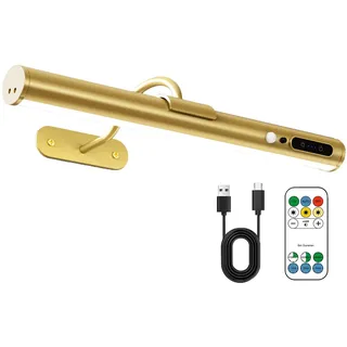 bravzurg Bilderleuchte Kabellos mit Bewegungsmelder, LED Akku Wandleuchte Innen Ohne Stromanschluss mit Fernbedienung, Dimmbar Magnet Kabellose Wandlampe, Bildbeleuchtung für Wand Dartscheibe Spiegel