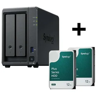 Synology Disk Station DS725+ NAS-Server + Synology Plus 3.5" SATA 6Gb/s Festplatte 24 TB (2 x 12TB)
