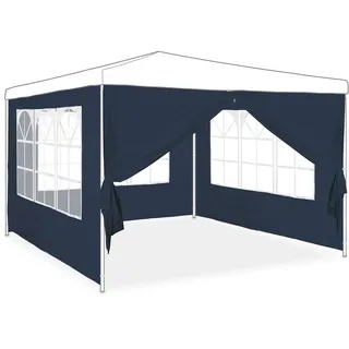 Relaxdays Seitenwand für Pavillon 4er Set, 2x3m, Seitenteile, Fenster & Reißverschluss, wasserdicht, PE-Kunststoff, blau