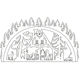 Vorlage Schwibbogen Waldhaus L 65 cm, H 31 cm