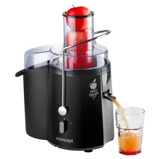 CONCEPT Hausgeräte LO7027 Entsafter Fresh mit XXL einfüllöffnung, 7,2 cm und zwei schaltstufen, 16 800 umdrehungen pro minute, 1,8 L, 1000 W, Schwarz