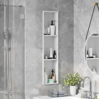 Design Duschnische Weiß 90 x 20 x 9.5 cm Edelstahl - Duschwände 1parcel 2025Neu97752