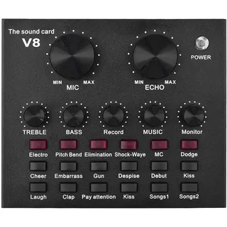 Btuty Externe Audio-Mixing-Soundkarte USB-Audio-Schnittstelle mit mehreren Soundeffekten, eingebauter wiederaufladbarer Akku