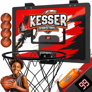 Kesser KESSER® Mini-Basketballkorb fürs Zimmer & Büro Tür-Basketballkorb Indoor & Outdoor Basketball-Board für Kinder-Zimmer & Wandmontage Basketballbrett inkl. Ballnetz Pumpe & Ball