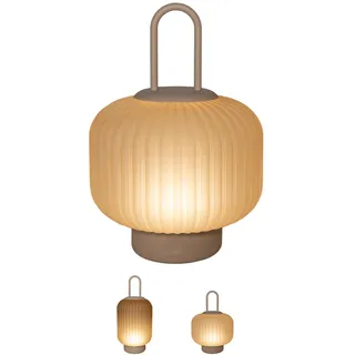 Anna's Collection Design LED-Laterne - Akku Tischleuchte für Indoor & Outdoor - Dimmbare Akku-Lampe mit Touch-Steuerung & 3 Lichtfarben - IP44 Wasserfest, USB-C aufladbar (Sand - 18 cm x 25 cm)