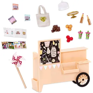Lori Flughafen Verkaufsstand Set, Zubehör für 15 cm Mini Puppen – Puppenzubehör mit Imbisswagen, Essen, Magazine und mehr – Spielzeug für Kinder ab 3 Jahre