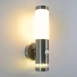 Maxkomfort GmbH Effiziente Eleganz im Freien: LED-Außenwandleuchte 232A21 aus Edelstahl mit Bewegungsmelder - Silber