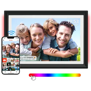 32GB Digitaler Bilderrahmen Mit LED-Licht FRAMEO 10,1 Zoll WiFi, 1280 x 800 HD IPS LCD-Touchscreen Automatische Drehung 32 GB Speicher Teilen Sie Momente Sofort über Die Frameo-App Von überall