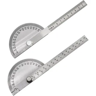 CVDYWDJIE 2 Stück Edelstahl-Winkelmesser, Multifunktionaler Winkelmesser, Malerei-Rotationsmesser, Metall-Winkelmesser, 0-180 Winkelmesser