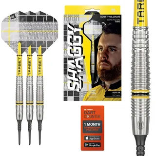 Target Darts Scott Williams Generation 2 Softdart-Set, 23 g | Player-Edition G2-Darts aus 90% Wolfram, Schwarze Pixel-Points, Pro Ultra No. 2-Flights, Pro Grip Tag-Schäfte