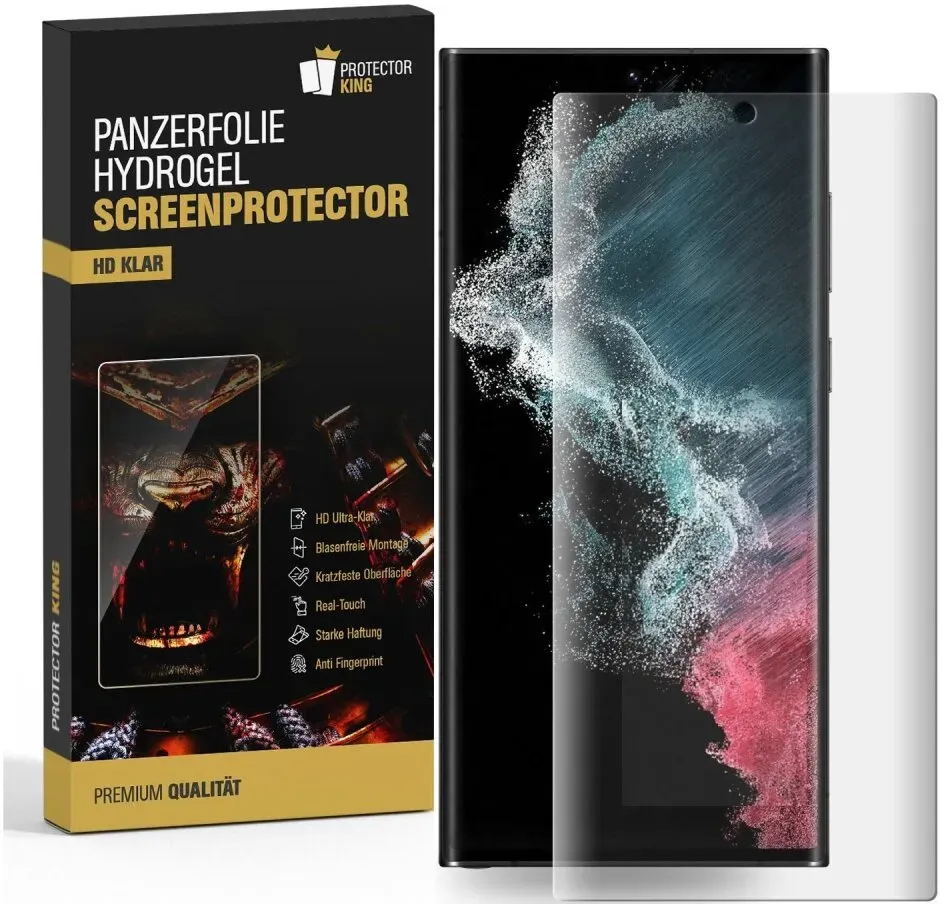 2x Hydrogel-Glass für Samsung Galaxy S23 Ultra Selbstheilend für Micro Kratzer 3D KLAR Panzerfolie Displayschutz Schutzfolie Screen-Protector