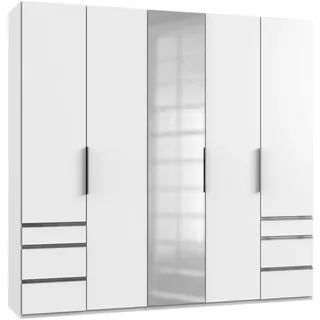 Level 250 x 236 x 58 cm weiß mit Spiegeltüren und Schubladen
