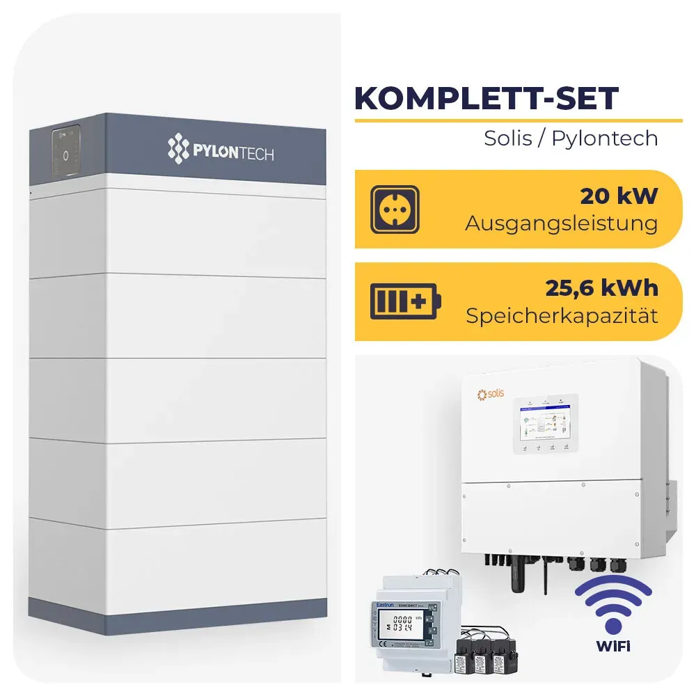 Solis S6-EH3P20K-H Hybrid-Wechselrichter 20 kW mit 25,6 kWh Pylontech Force H3