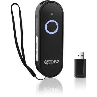 OBZ 1D 2D Bluetooth Barcode Scanner Kabellos – Wireless QR Code Scanner mit USB & Tragbarer Handscanner für iOS Android Windows Tablet PC POS