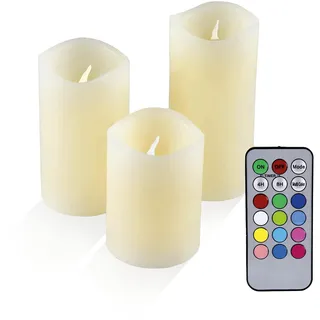 IOIO LED Echtwachskerze 3 St. elfenbein