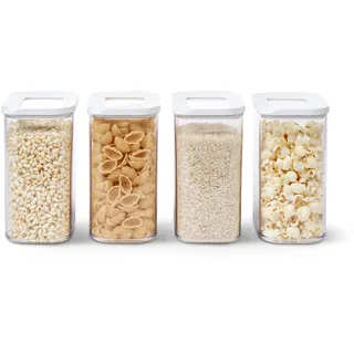 Mepal Set Vorratsdosen mit Deckel - Lebensmittelbehälter Rechteckige - Küchenorganizer aus Kunststoff - Vorratsbehälter Luftdicht - 4 x 1500 ml - White