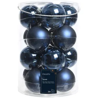 Kaemingk Weihnachtskugeln Glas 8cm 16 Stück - Nachtblau