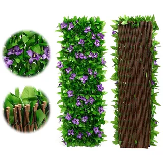 Dyeulget Erweiterbarer künstlicher Sichtschutzzaun, luftig und immergrün, einziehbares Garten-Spalier, künstlicher Efeu-Zaun, Sichtschutz-Dekoration, Hecke für Balkon, Hinterhof, verbessert