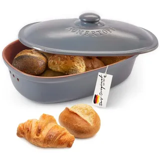 RÖMERTOPF Römertopf Brottopf oval MAXI 6,5 Liter - Keramik Brotkasten, (Set), aus Naturton grau