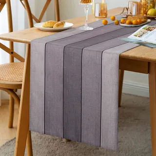 Tischläufer Grau Modern Küche Esstisch Dekoration für Drinnen und Draußen Urlaub Party Wohnzimmer Dekor Tischläufer 40 x 140 cm Qualitative Wohnzimmer Leinen Tischläufer Herbst Dunkelgrau Hellgrau