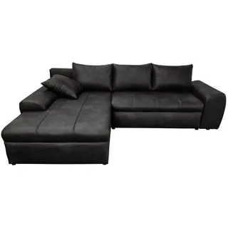luma-home ECKSOFA Schwarz & 18016 - 2 Jahre Gewährleistung - mind. 14 Tage Rückgaberecht - Schwarz
