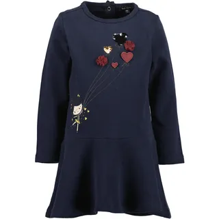 Sweatkleid BLUE SEVEN, Mädchen, Gr. 92, N-Gr, blau (nachtblau), Sweatware, Obermaterial: 100% Baumwolle, bedruckt, unifarben, knieumspielend, Rundhals, abgesteppte Kante, Kleider, mit tollem Frontmotiv mit Wechselpailletten und Tüllapplikation
