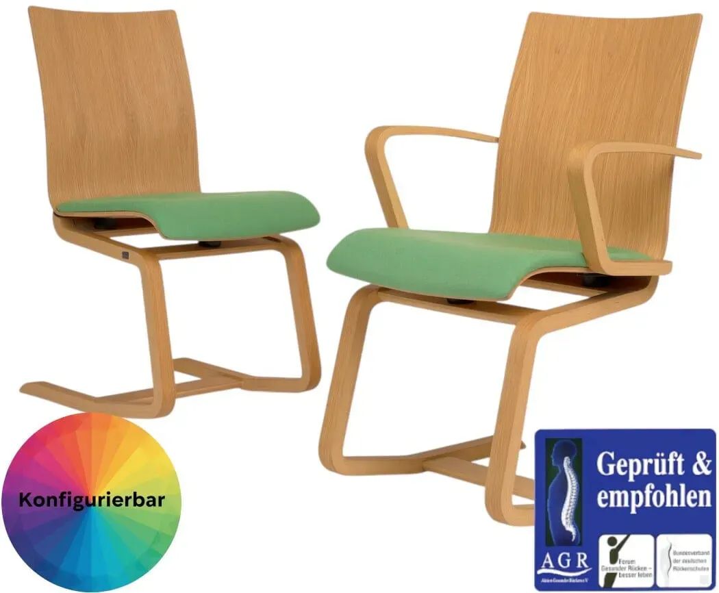 MOIZI 23 - Freischwinger mit Holzgestell