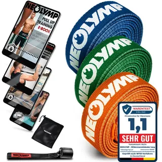 NEOLYMP Fitnessbänder Set Stoff - waschbare Resistance Bands, Widerstandsbänder, Krafttrainingssets, Gymnastikband inkl. E-Book mit Fitnessbänder-Übungen