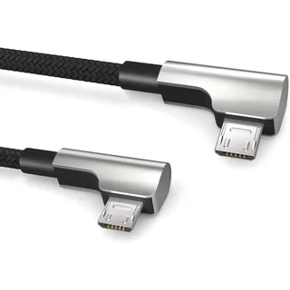 0,15m Micro auf Micro USB OTG Kabel, Winkelstecker, für Fahrradcomputer von Bosch Intuvia, Nyon 1, Kiox, Yamaha, Datenkabel, Ladekabel, USB 2.0, Schwarz