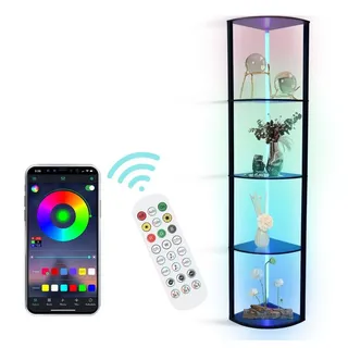 XIIW XERSEK Stehlampe Wohnzimmer 160cm, Stehlampe mit Regal aus Holz Über App & Fernbedienung, 6 Farbtemperaturen 2700-6500K, Standleuchte mit und für Wohnzimmer Schlafzimmer Büro