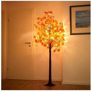 NORTHPOINT LED Herbsttbaum Herbstdeko in Ahorn-Optik In- & Outdoor | 120 warmweiße LEDs | 180cm hoch | elastische Zweige | Timerfunktion | IP44 Spritzwassergeschützt