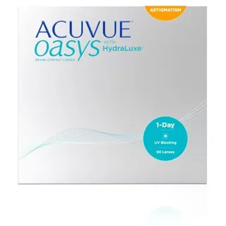Acuvue OASYS 1-Day for Astigmatism Kontaktlinsen – Tageslinsen mit angenehmem Tragegefühl – -1 dpt, Cyl -0.75, Ach 50 und BC 8,5 – Mit UV Schutz und Austrocknungsschutz – 90 Linsen