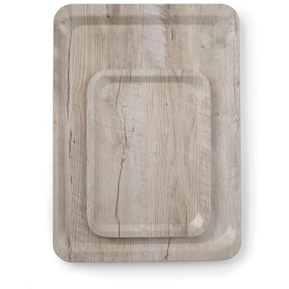 HENDI Serviertablett, AmberBox, Schock- und bruchfest, flachem Rand, Gastro Tablett, Tablett, 240x340mm, Melamin, Holz hell