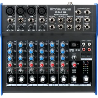 Pronomic M-802FX Live/Studio Mischpult mit digitalem 24bit Multieffektprozessor (4 Mono-Kanäle XLR/Klinke, 2-Stereo Kanäle, 3-Band-EQ, 48V Phantomspeisung)