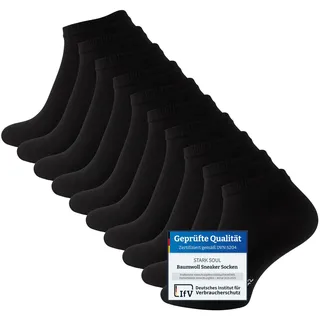 STARK SOUL 10 Paar Essentials Sneaker Socken, Baumwolle, schwarz, Gr. 39-42