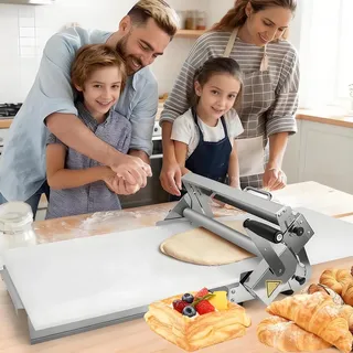Teigausrollmaschine Aus Edelstahl, Manuell Faltbare Teigmaschine FüR BäCkerei, Pizza, Croissant, Kompakte Teigrolle/Nudelpresse Mit Einstellbarer Dicke Von 0–25mm,FüR Gewerbe Privat A