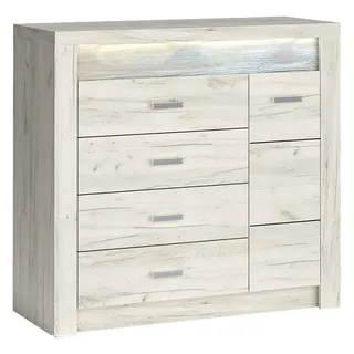 Lomadox Kommode INGENIO-161, Wohnzimmerschrank Sideboard Anrichte modern in Esche weiß weiß
