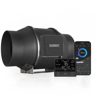 AC Infinity CLOUDLINE PRO T6 – Leises Inline-Lüftersystem 150 mm mit Temperatur-/Feuchtigkeits-VPD-Controller und App-Steuerung, für Grow-Zelte und Hydroponik