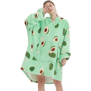 Kuschelige Hoodie Decke mit Ärmeln – Vielseitiger Deckenpullover für Damen und Herren, Einheitsgröße – Perfekt für Wintertage – HOODZIE ... - Grün