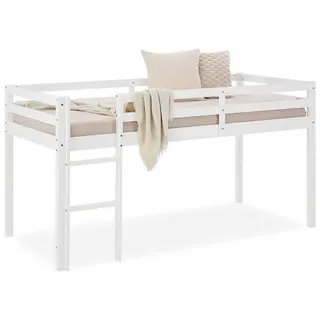 Homestyle4u Hochbett 90x200 Weiß Spielbett Kinderbett Leiter Kiefer