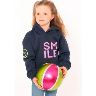 Zwilling Zwillingsherz Hoodie "Alissa-Kids" mit "Smile"-Aufdruck in Neonfarben und gestickte Smiley blau 122/128