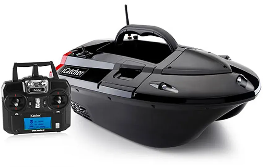 BearCreeks iCatcher Futterboot – Neue Generation mit optionalem GPS-Autopilot und Echolot - Schwarz - TOSLON TF520 Fischfinder - Kein GPS-Autopilot