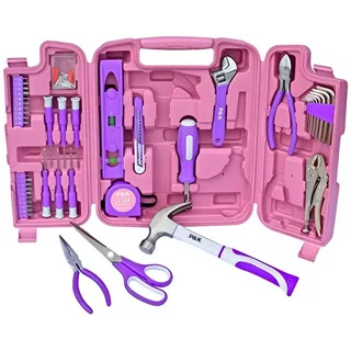P & K Renovierungsset 75 Teiliges Werkzeugset Werkzeugkoffer in Pink-Lila, (75-tlg) lila|rosa
