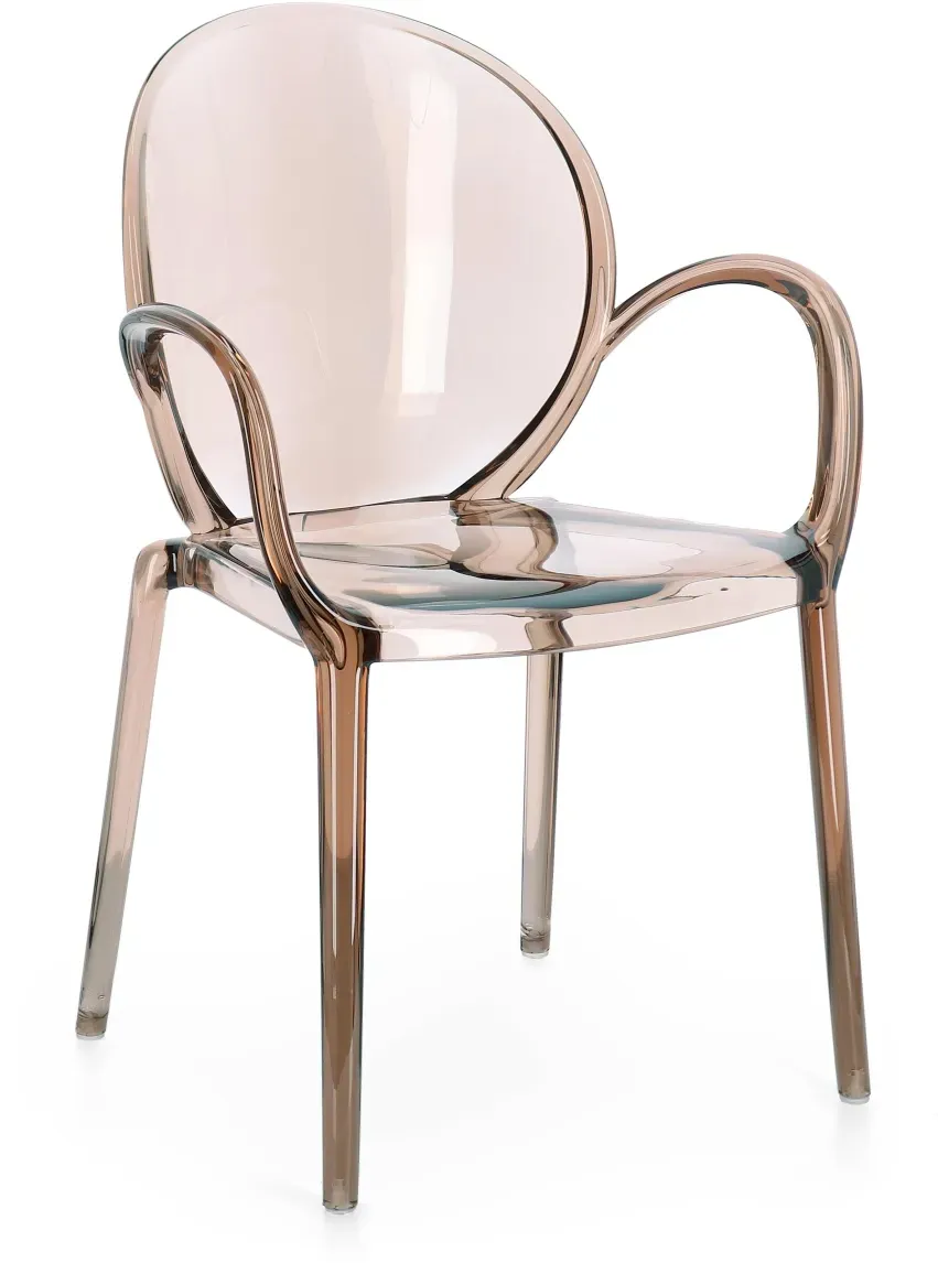 Gartenstuhl Camilla 4er-Set aus Kunststoff, modern, mit Armlehne, stapelbar, coffee braun
