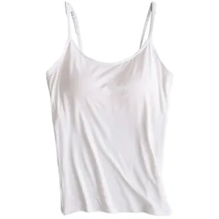 Camisole with Shelf Bra for Women Camisole Tops with Built-in Bra Plain Camisole Vest Slim Summer Tank Tops - L
